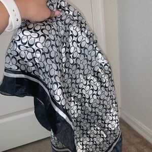 Large navy and white Coach logo cc silk scarf